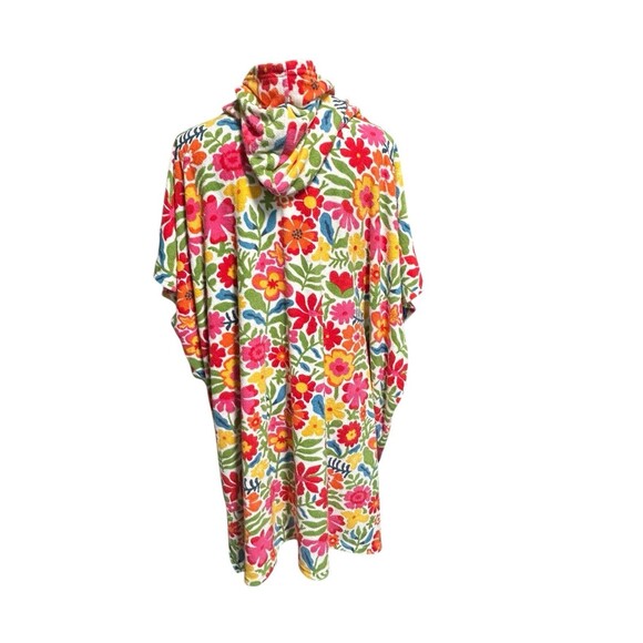 Throwzy Marlo O/S Bright Floral Wearable Hooded Towel Poncho Pocket Resort - Picture 5 of 9